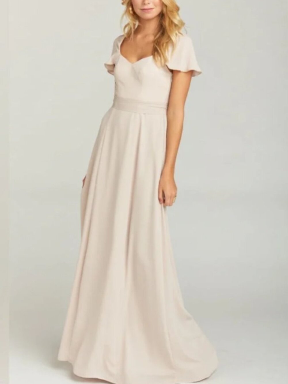 Show Me Your Mumu Womens Marie Sweetheart Maxi Dress Belted Beige Size S NWT